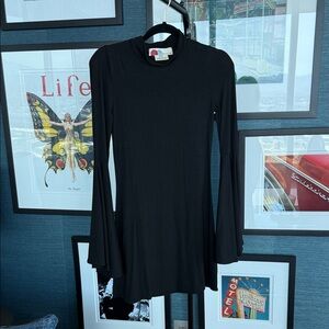 Free People Elegant Black Long Sleeve Dress